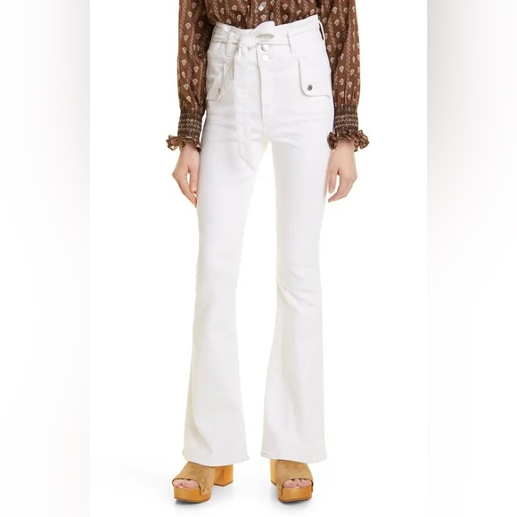 Veronica Beard Denim - NWT Veronica Beard Giselle Belted High Rise Skinny Flare Jeans in White